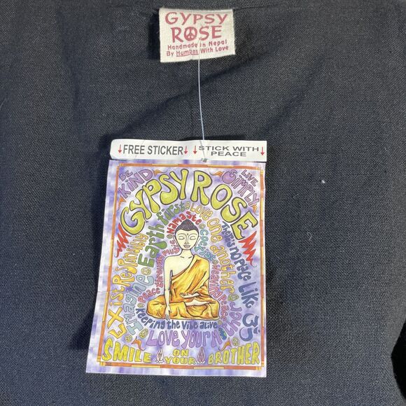 Gypsy Rose Vest Knit Tapestry VTG 80s 90s Gypsy Boho Grunge Free Size Unisex - Picture 6 of 7